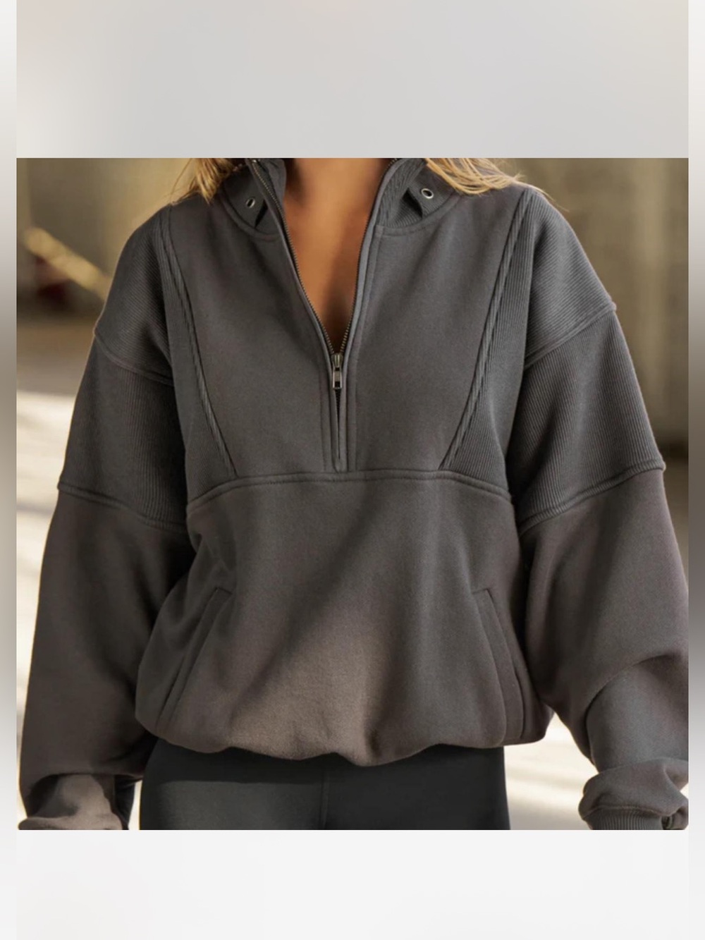 Joah Brown Charcoal Half-Zip Pullover Hoodie